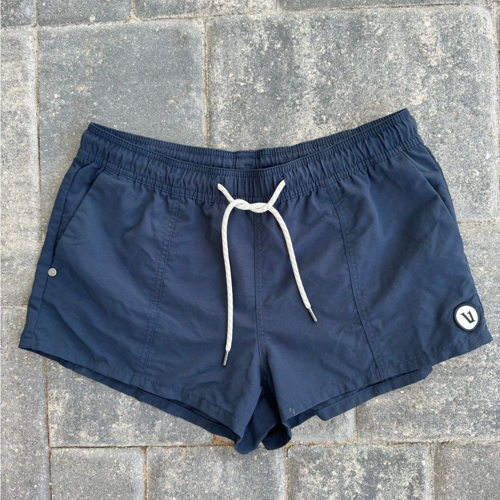 Vuori Womens Small Sunwashed Shorts Navy Drawstring Elastic Waist Gym Athleisure